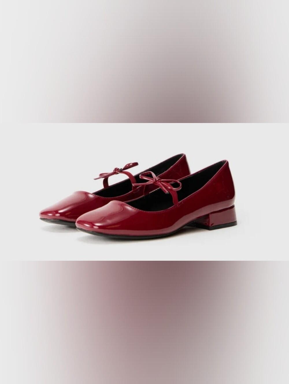 Madden Girl Red Patent Block Heeled Ballet Flats with Bow